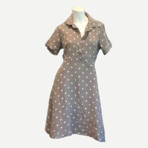 Laura Gotti Linen Tonal Dot Dress in Fango
